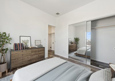 Model bedroom and closet at Desert Valley Oasis Manufactured Homes in Mesa Arizona
