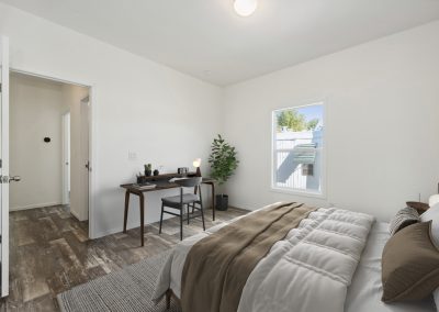 Model bedroom with desk at Desert Valley Oasis Manufactured Homes in Mesa Arizona